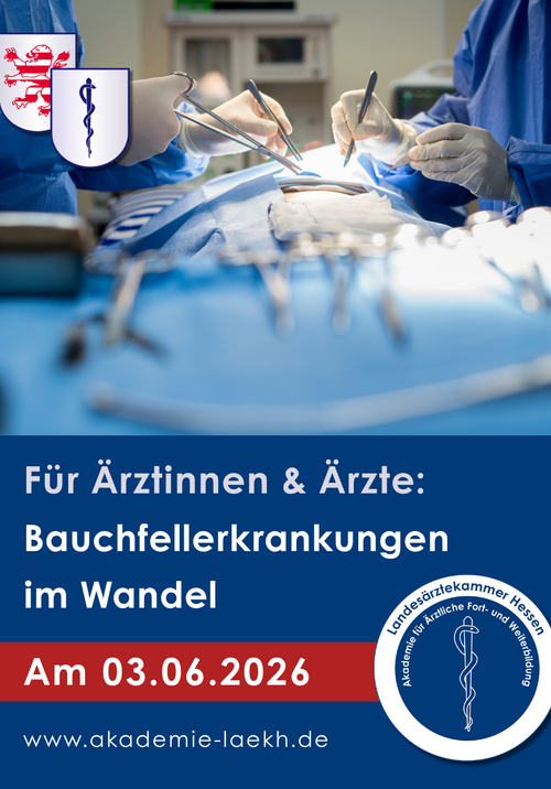 Bild, das für die Fortbildung "Bauchfellerkrankungen im Wandel: Aktueller Stand und zukünftige Strategien" der Akademie für ärztliche Fort- und Weiterbildung wirbt.